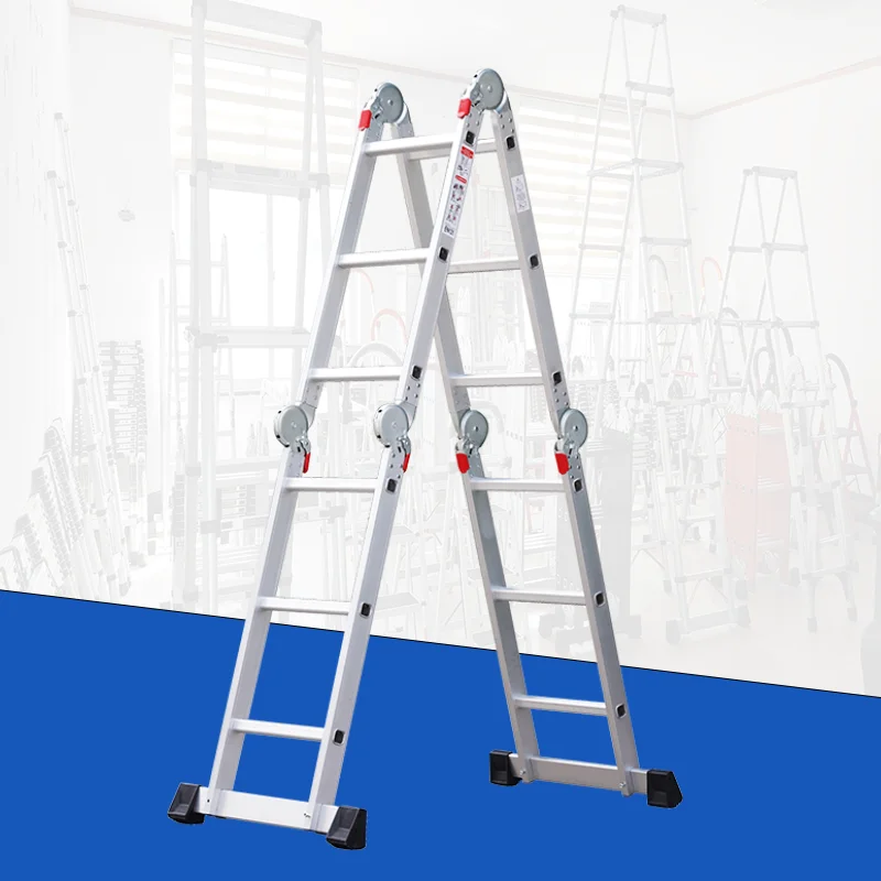 20 foot aluminum single straight folding work ladder platform with adjustable feet