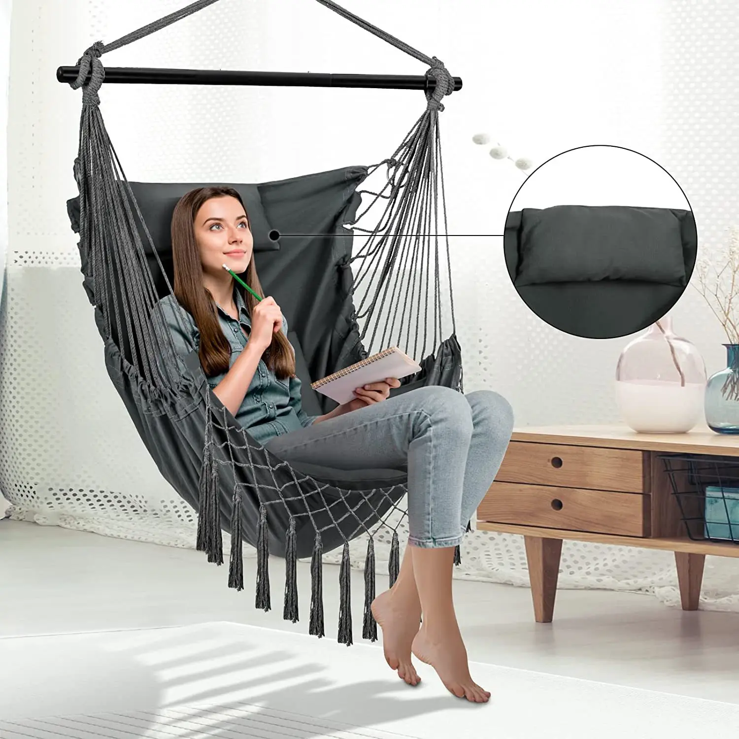 Garden Outdoor Canvas Hanging Hammock Chair Swing Hammock Chair