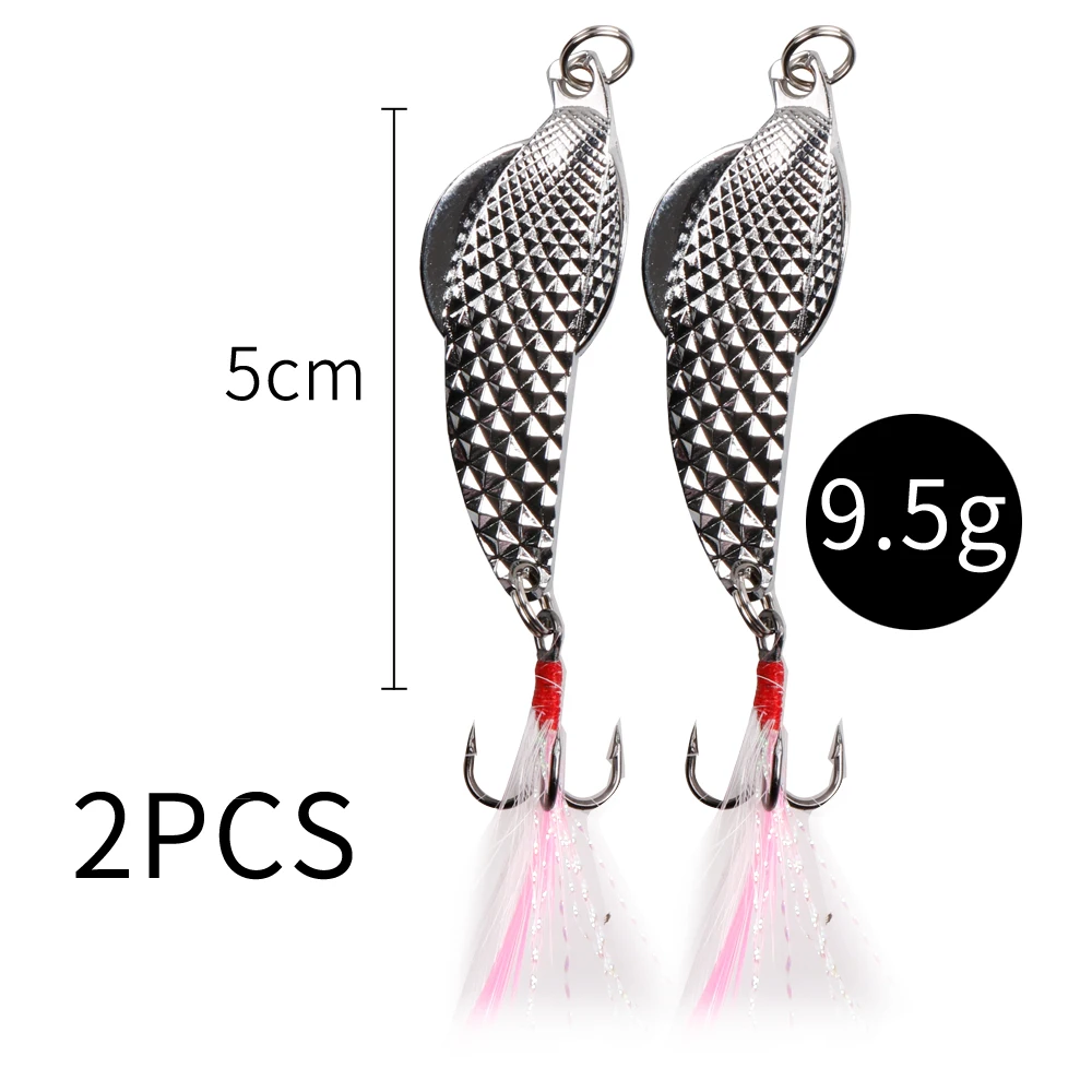 LUSHAZER 2pcs/lot 2 colors pesca lure hard spinner lures metal lure fishing spoon