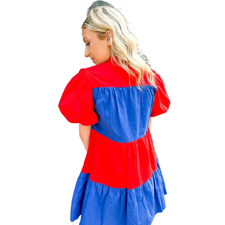 WINGTU Custom Logo Party Poplin Color Block Star Sequin Mini Dress For Women