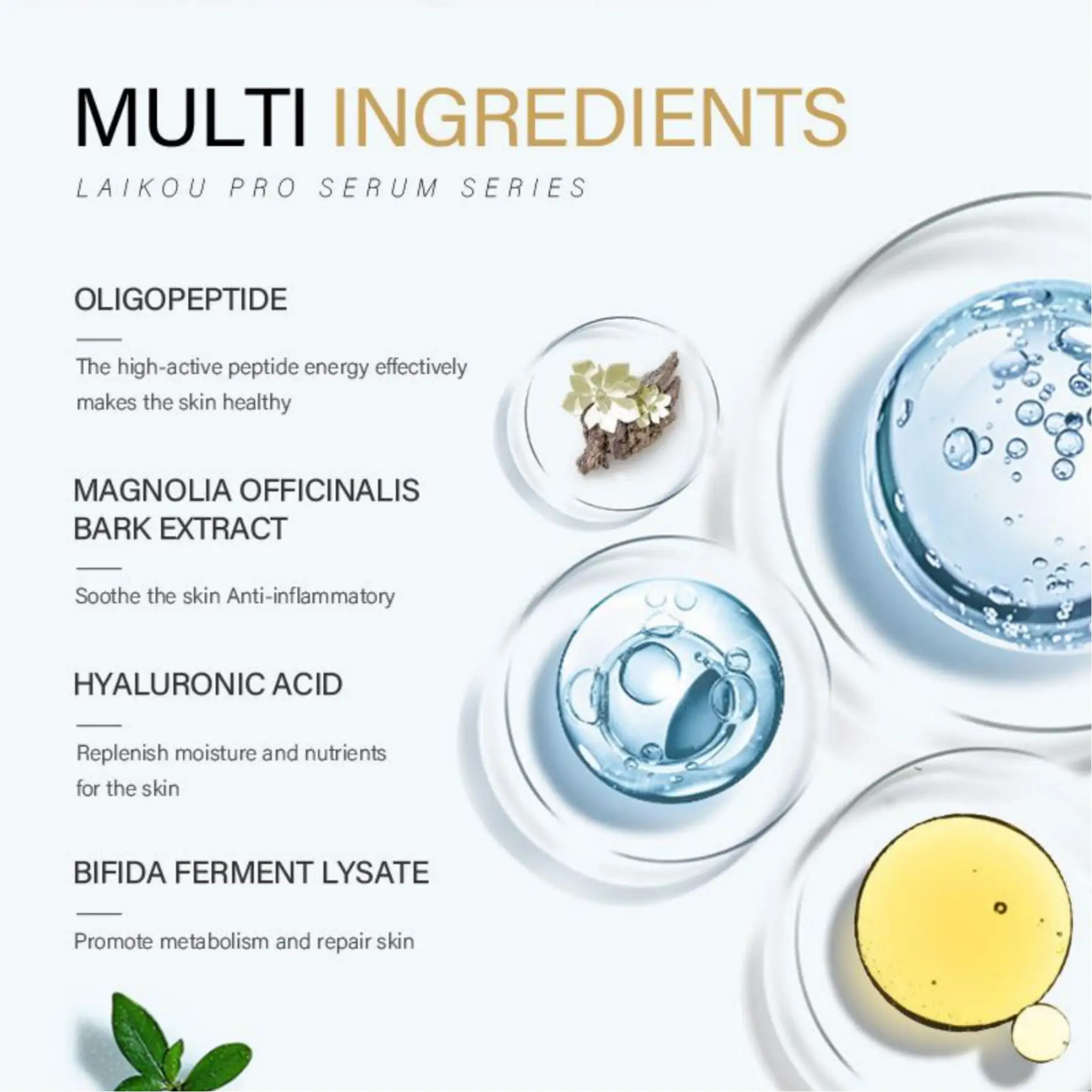 LAIKOU Essence Lotion Moisturizing and Anti Wrinkle Skin Care Product Hyaluronic Acid Four Color Liquid Vitamin C Face Female