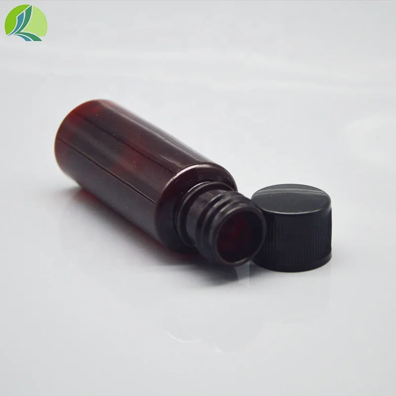 High-quality plastic oral liquid bottle 10ml 20ml brown PET plastic liquid syrup bottle dark screw cap empty bottle