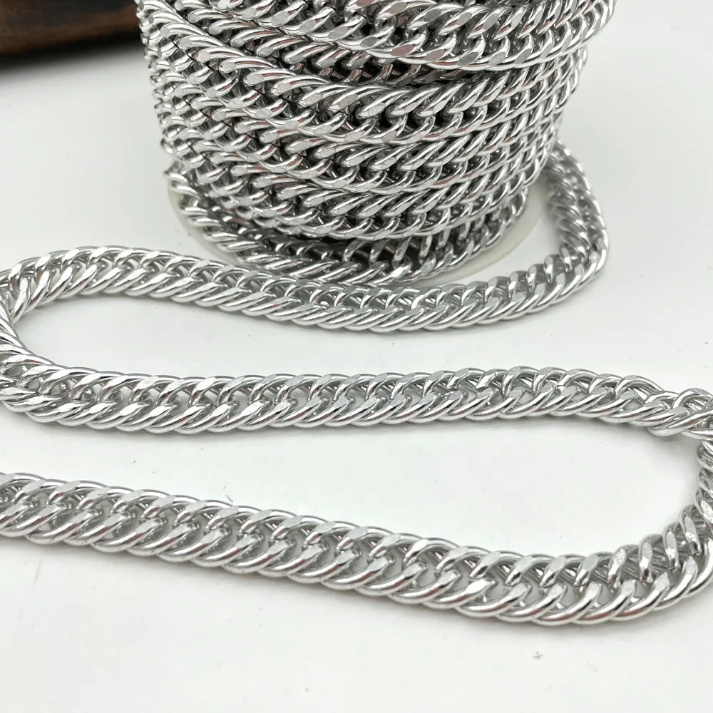 High quality 100%Aluminum chain double weave Clothing Bag Decoration Accessories Chain For Diy Jewelry Findings Making 11mm wide