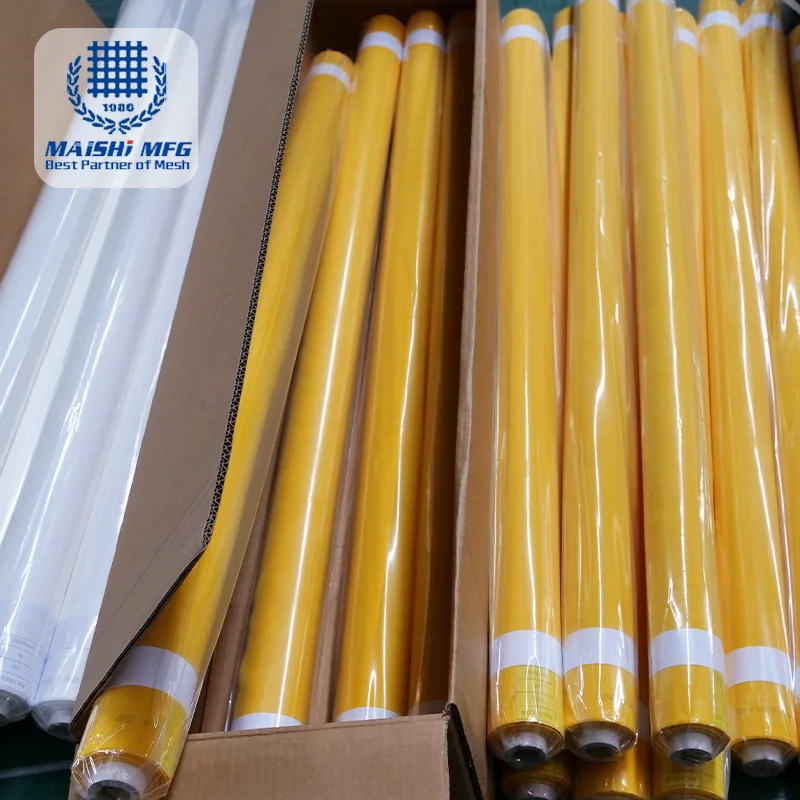 10-420 mesh yellow white polyester silk screen printing mesh for textile screen printing