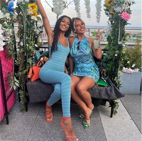 2022 New Digital Printing Sleeveless Hollow out Tight Yoga Workout Jumpsuit for Women