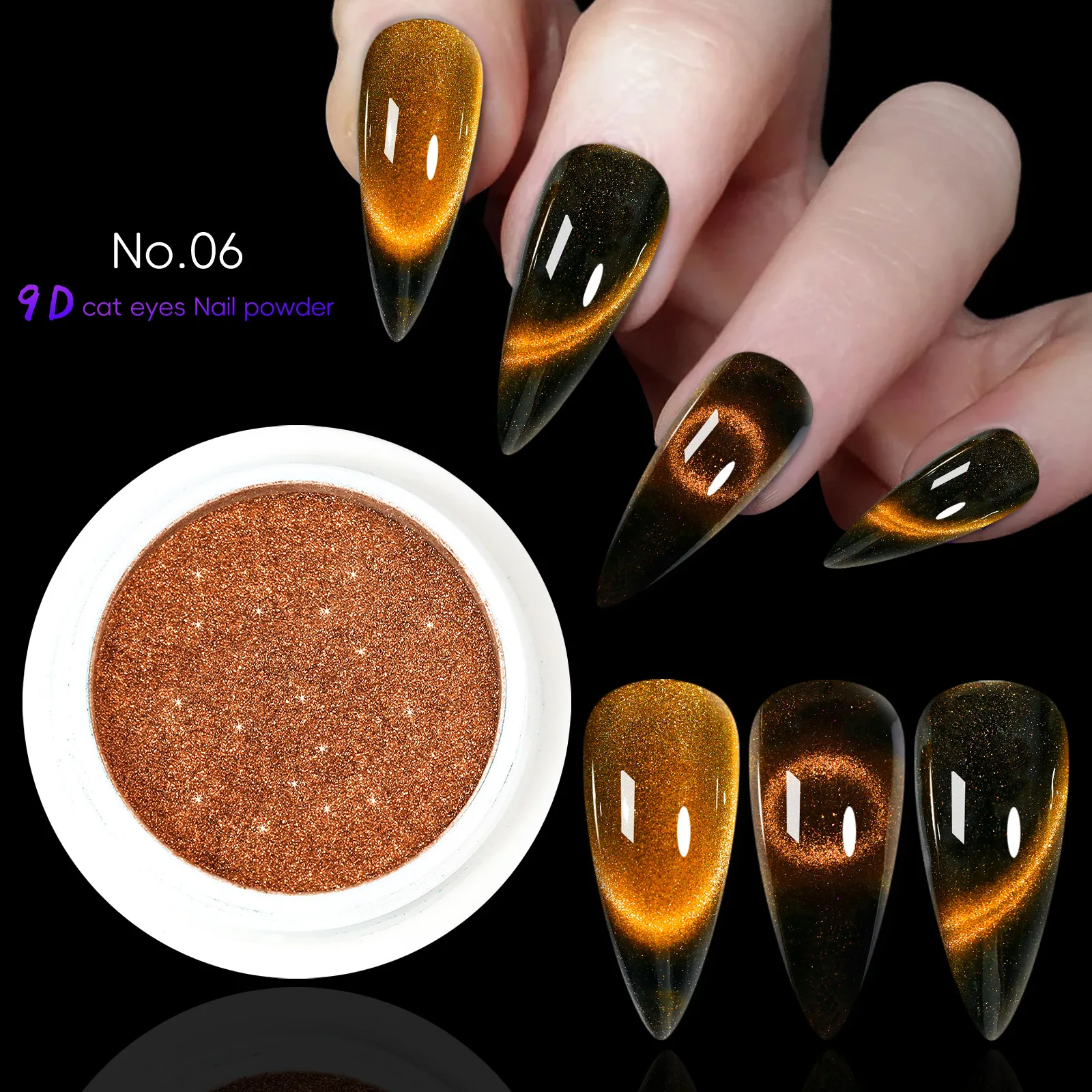 Cat Eye Nail Powder Holographic Iridescent Magnetic for Chrome Glitter Pigment Dust Manicure Design Cat Eye Powder