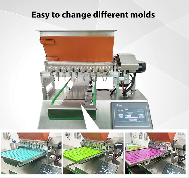 LST Newest design big 12L Hopper Automatic Desktop Chocolate Gummy Jelly Hard Candy Long Bar Depositing machine