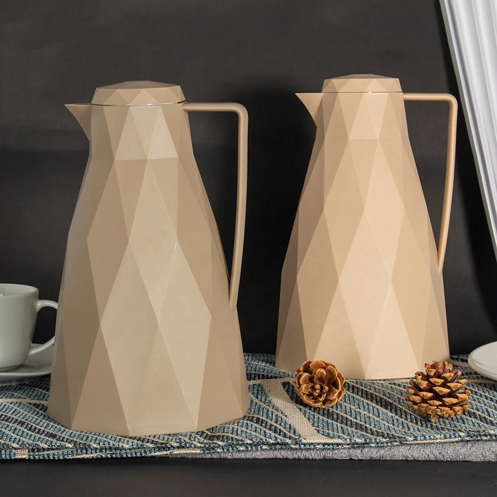 WUJO 2023 NEW Plastic Insulated Thermal Thermos Tea Vacuum Arabic Coffee Pot with pink glass refill