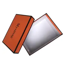 Custom logo rectangular top lid rigid cardboard paper shoe box storage shipping packaging top lid