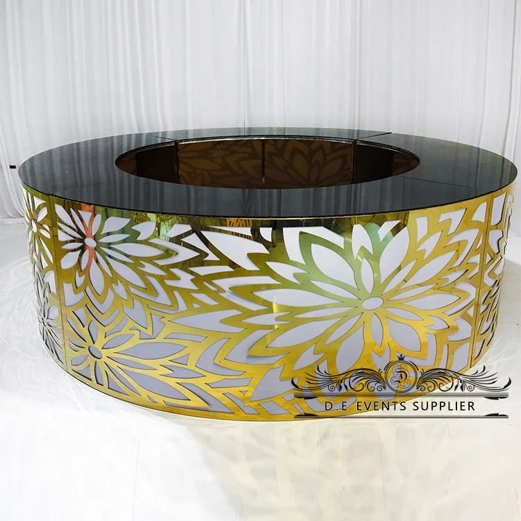 D.E Events led portable round metal outdoor party bars counter for wedding event