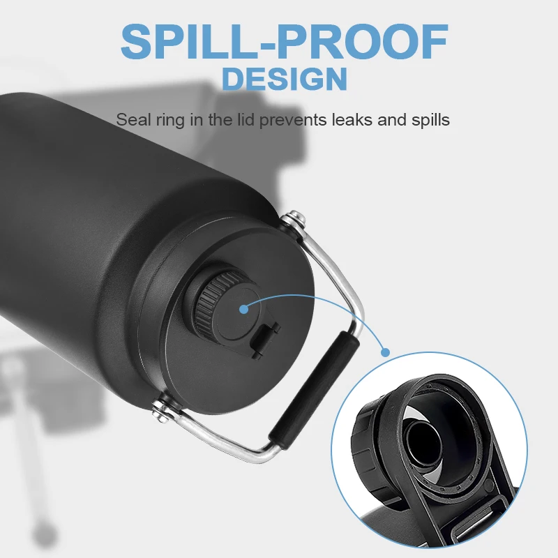 Outdoor Camping One Gallon Jug Large Stainless Steel 128 oz Sports Insulated Water Bottles Keep Cold 48H