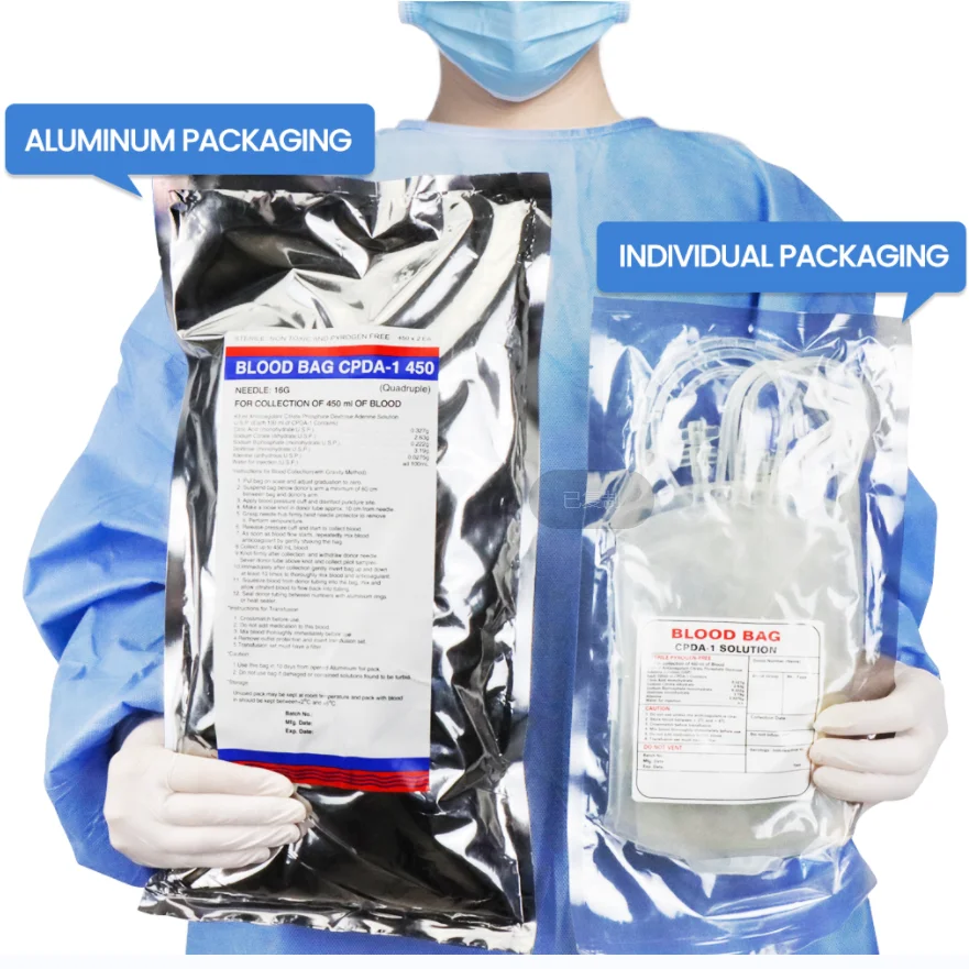 Single Double Triple Quadruple 300ml 500ml 450ml Blood Collection Transfer Medical Blood Bags