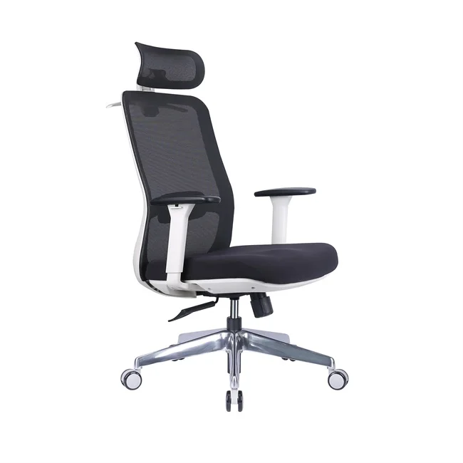 
Grey White High Back Metal 5 Star Base Swivel Adjustable Office Ergonomic Chair 