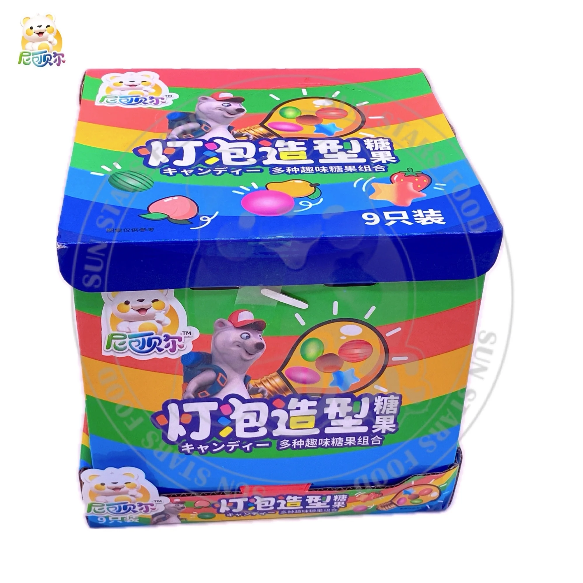 Light Bulb Shape Candy Assorted Flavor Candy Toys Candy Oem Wholesale Sweet Fruity Jelly Beans Chocolate Bean Bubble Gum Balls