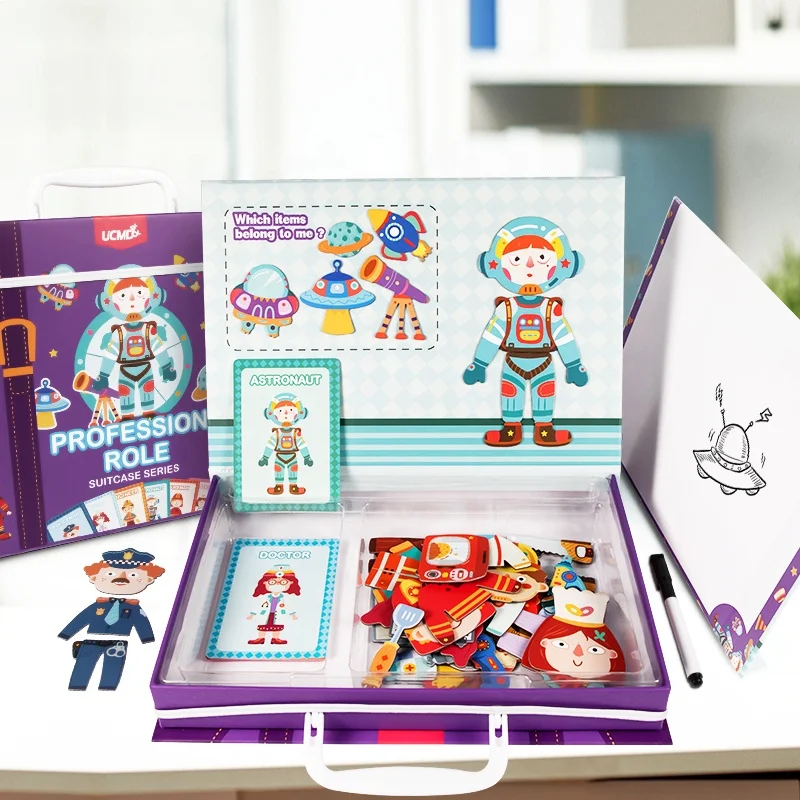 UCMD Cute DIY dress up educational game character with magnetic puzzles for children
