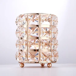 Makeup Brush Holder Crystal Makeup Brush Organizer Storage Bucket Eyebrow Pencil Pen Cup Tools Container, Silver polygon