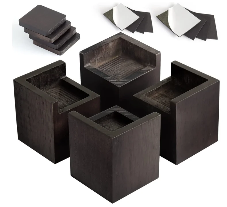 custom Bed Risers (Set of 4) Furniture Lifts Solid Natural Wood Risers for Bed, Furniture, Table, Sofa, Chair