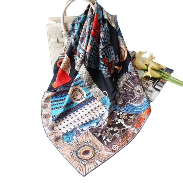 90X90CM Luxury Square Woman Silk Scarves
