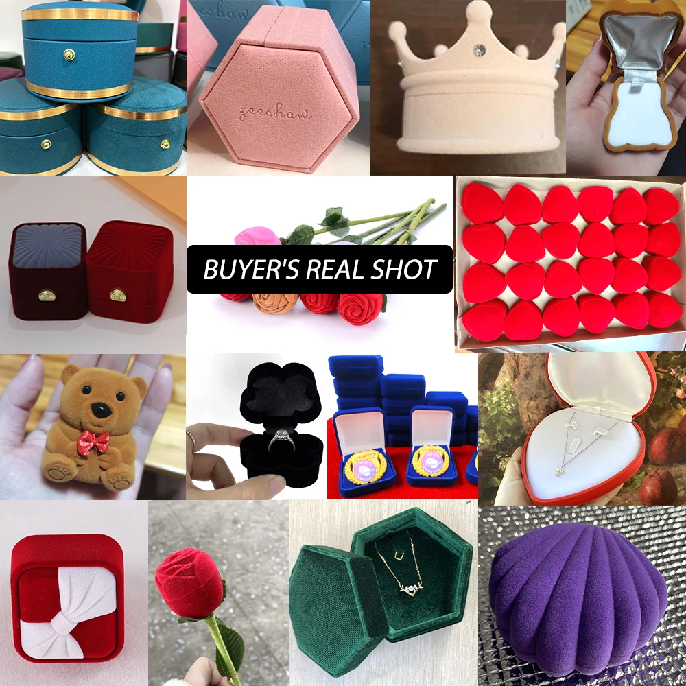 Cute Mini Jewelry Box Customized Logo Red Flocking Gift Packaging Lovely Earrings Ring Case