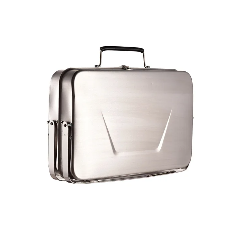Custom Outdoor Mini Barbecue Grill Portable Briefcase Style Camping Folding Charcoal