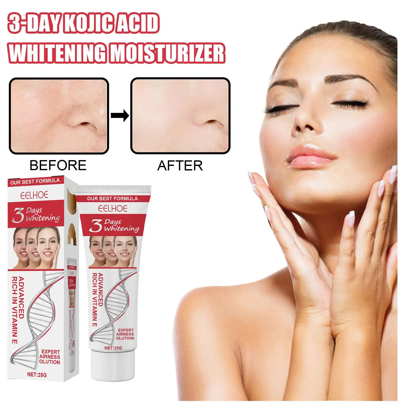 New Arrival 3-day Kojic Acid Whitening Cream in 3 Day 25g Moisturizer Firms and Brightens Skin