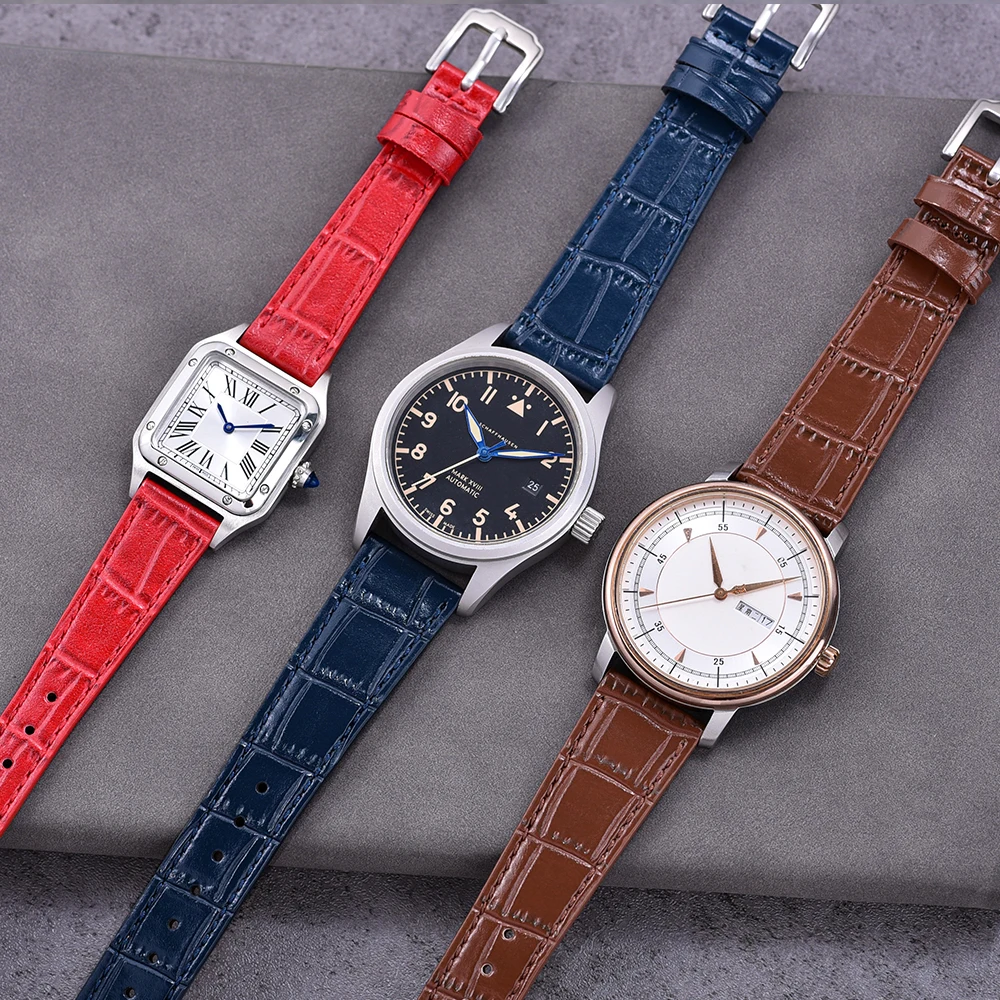 JUELONG Genuine Leather Watch Strap Quick Release Green Crocodile Watch Bracelet 16mm 18/19/20/21/22mm