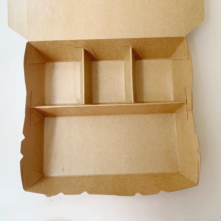 Disposable Oil-Proof and Waterproof Kraft Paper PE Coating Takeaway Cardboard Kraft Paper Box Packaging Food Bowl