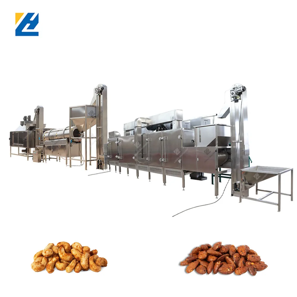 Automatic continuous peanut roasting seasoning production line nut flavoring coating machine snack roast flavor machines