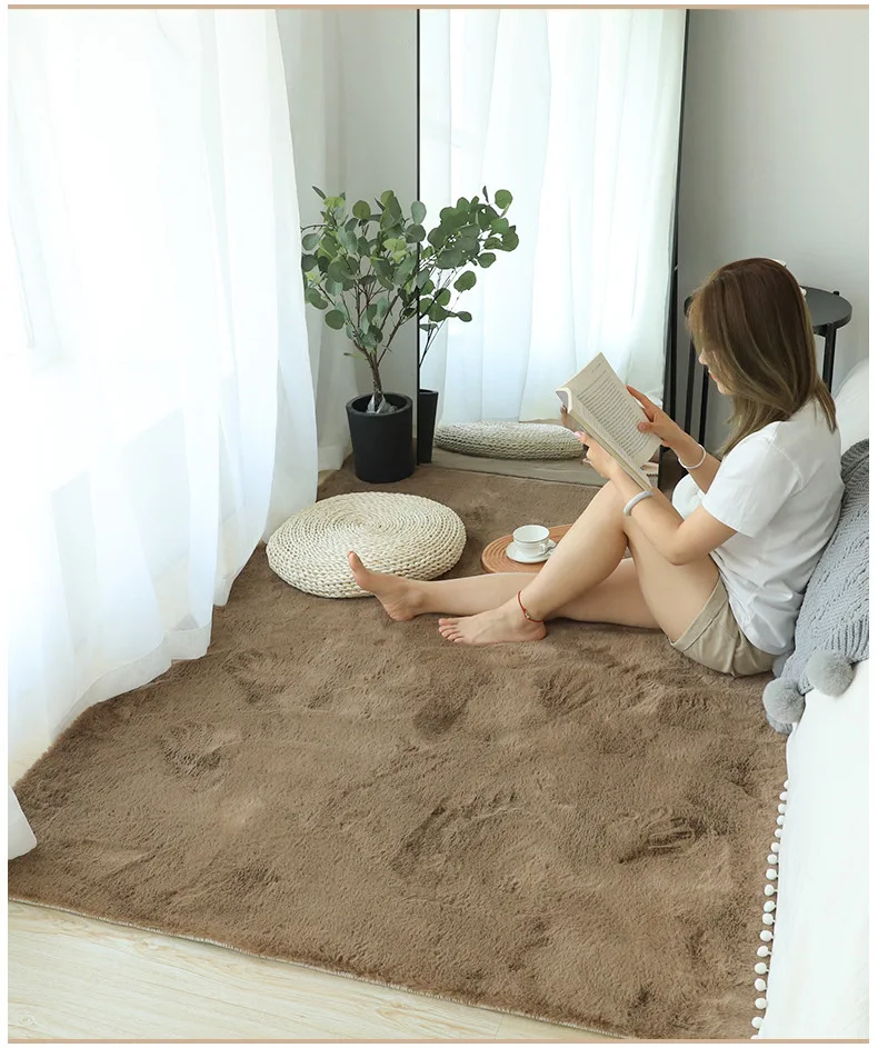 Custom Size Modern Rabbit Fur Shaggy Carpet High Pile 3D Soft for Living Room & Villa Cheap Prayer Rug for Home Use Made China