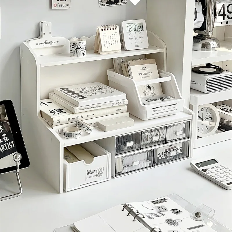 Multi-Layer Desktop Drawer Pen Holder with Lipstick Makeup Brush Organizer Office Storage Rack for Table Space