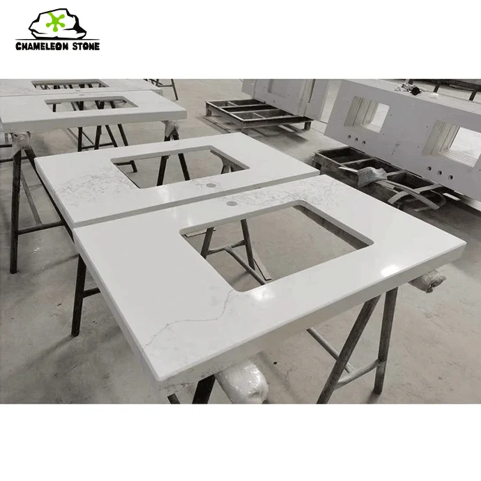 Engineered prefabricated Artificial Marble Countertops White Stone Kitchen Island Applied to hotel apartment toilet countertops