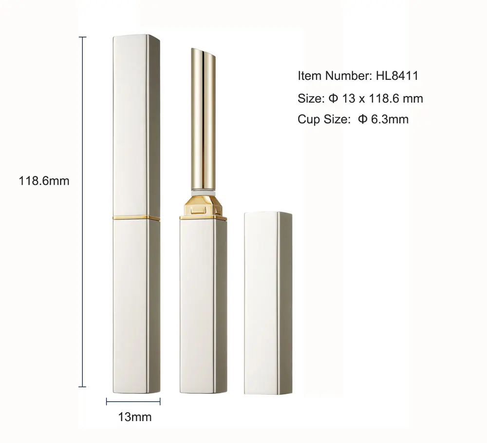 HUIHO New Fashion Luxury Gold Aluminum Empty Lipstick Tube Container Custom Logo Lip Balm Packaging Slim Lipstick Bottle