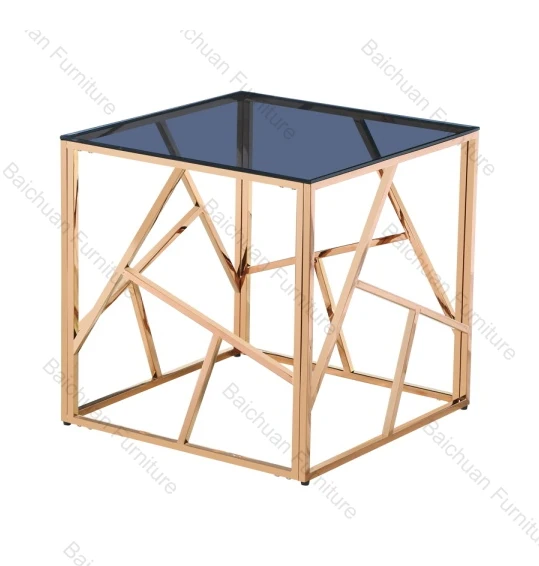 2024  modern popular  coffee table items with Modern Stainless Steel Marble Coffee Tables