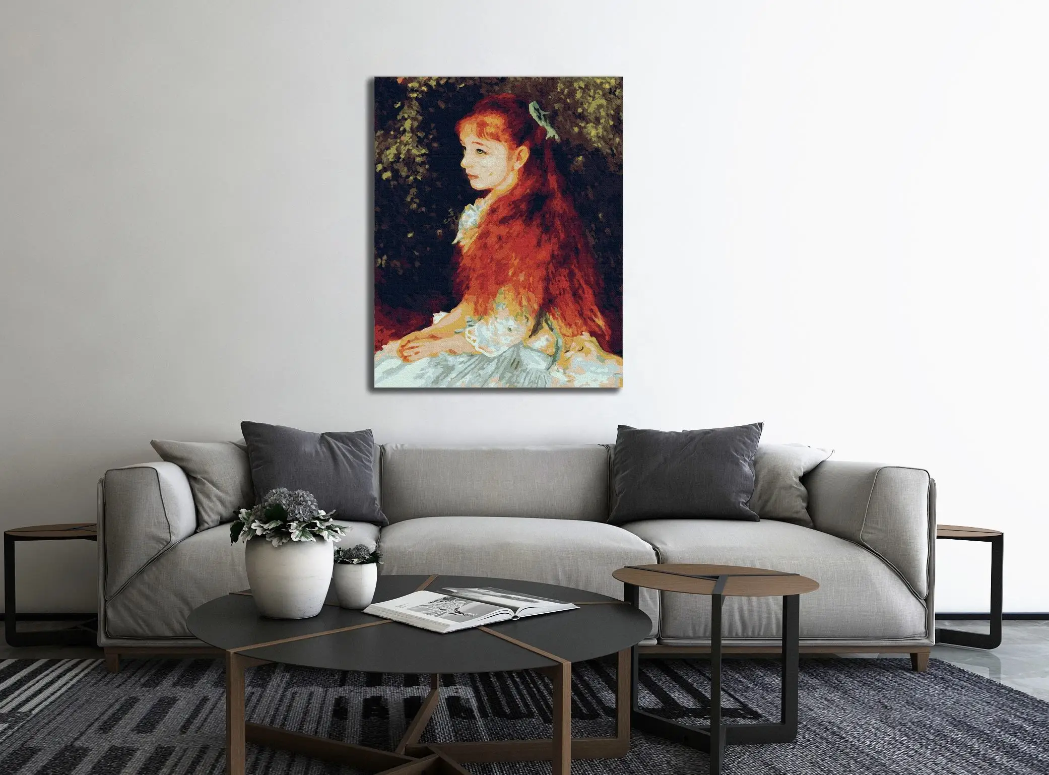 paint boy GX3262 French long-haired girl oil painting DIY adult Classical painting by numbers 40*50 figure decorative painting