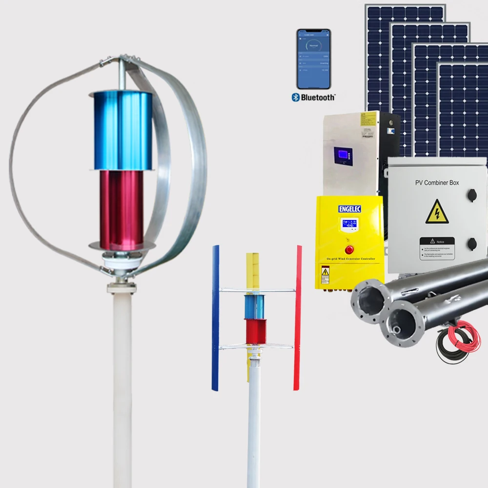 Household 1200w 3kw 5kw Vertical Axis Wind Turbine Alternative motor Generator 24V 48V Windmills With MPPT Hybrid Controller
