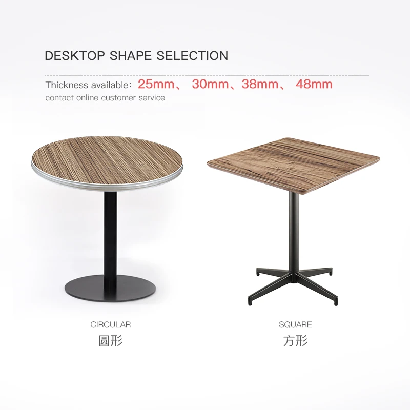 HPL Laminated restaurant table top with metal leg coffee shop dining table for sale