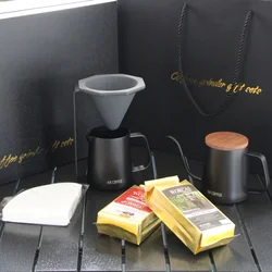 Customizable Gift Box Outdoor Travel Drip V60 Pour Over Coffee Set with Pour Over Coffee Maker Coffee kettle and Manual Grinder