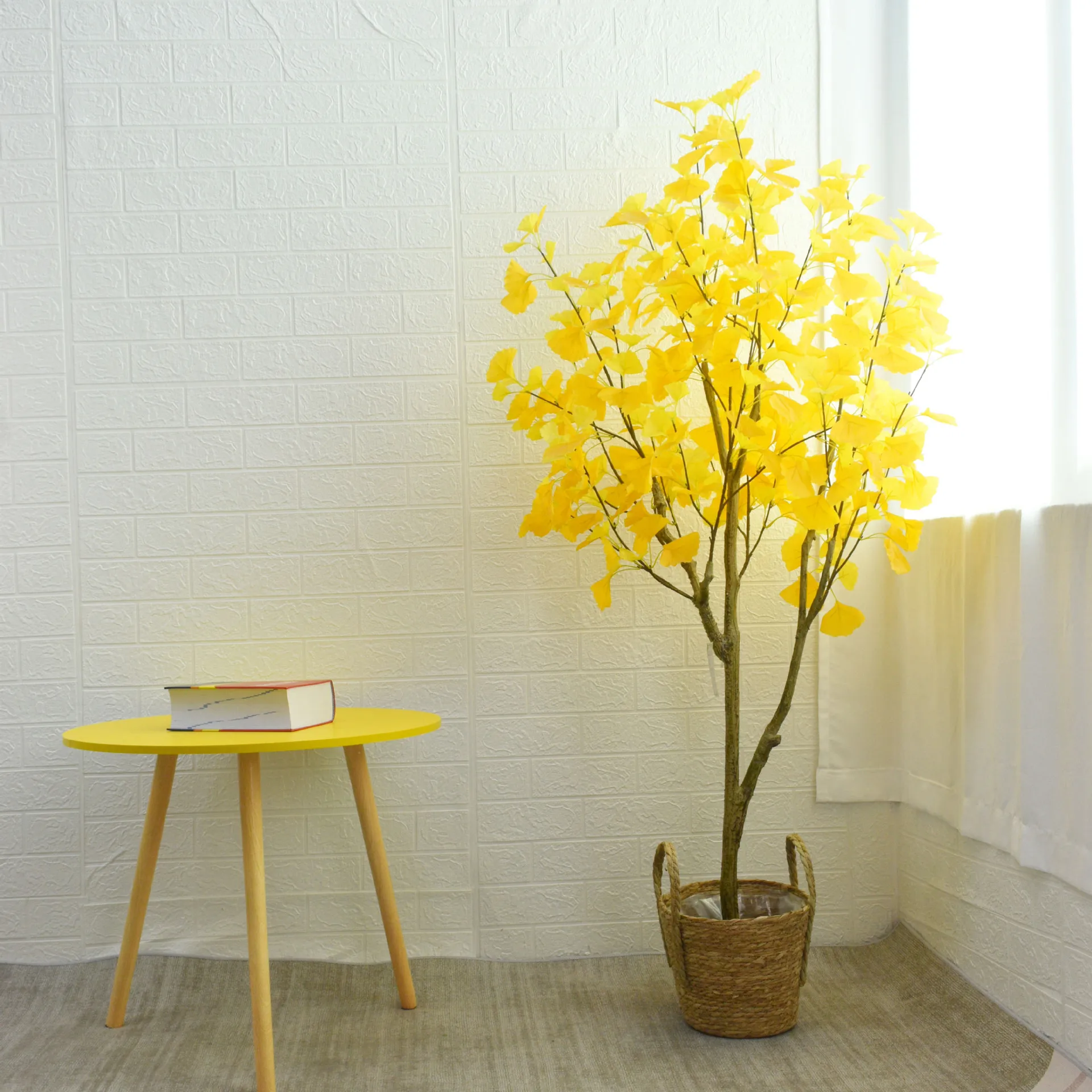 Wholesale artificial ginkgo tree / yellow ginkgo leaf indoor bonsai green plant pot