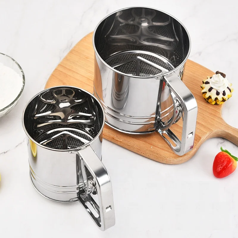 High Quality Sugar Flour Sieve 5 Cup Sifter Stainless Steel Large Sifter Flour Cup