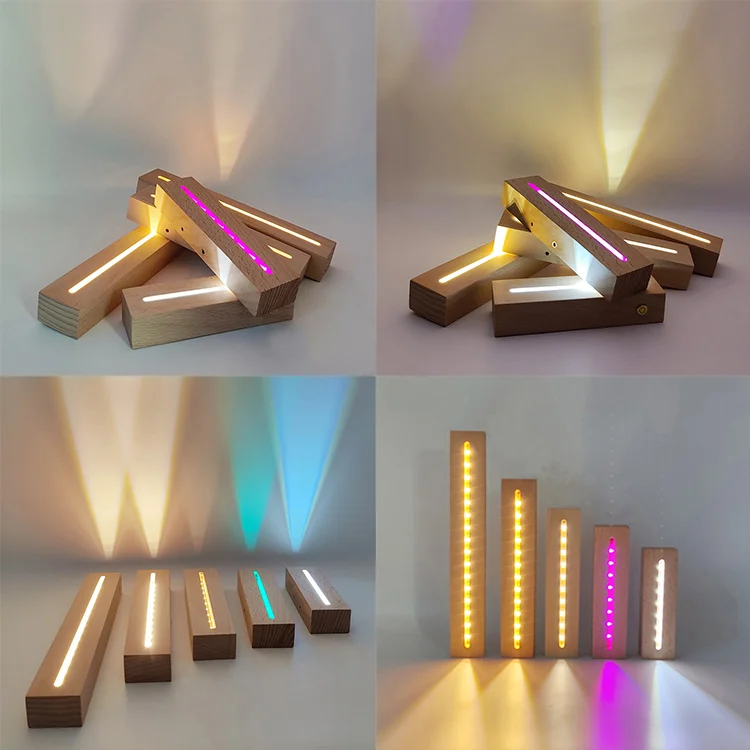 7-цветная светодиодная Овальная Круглая деревянная Ночная фара RGB 3D держатель лампы для пустой картонной коробки акриловый