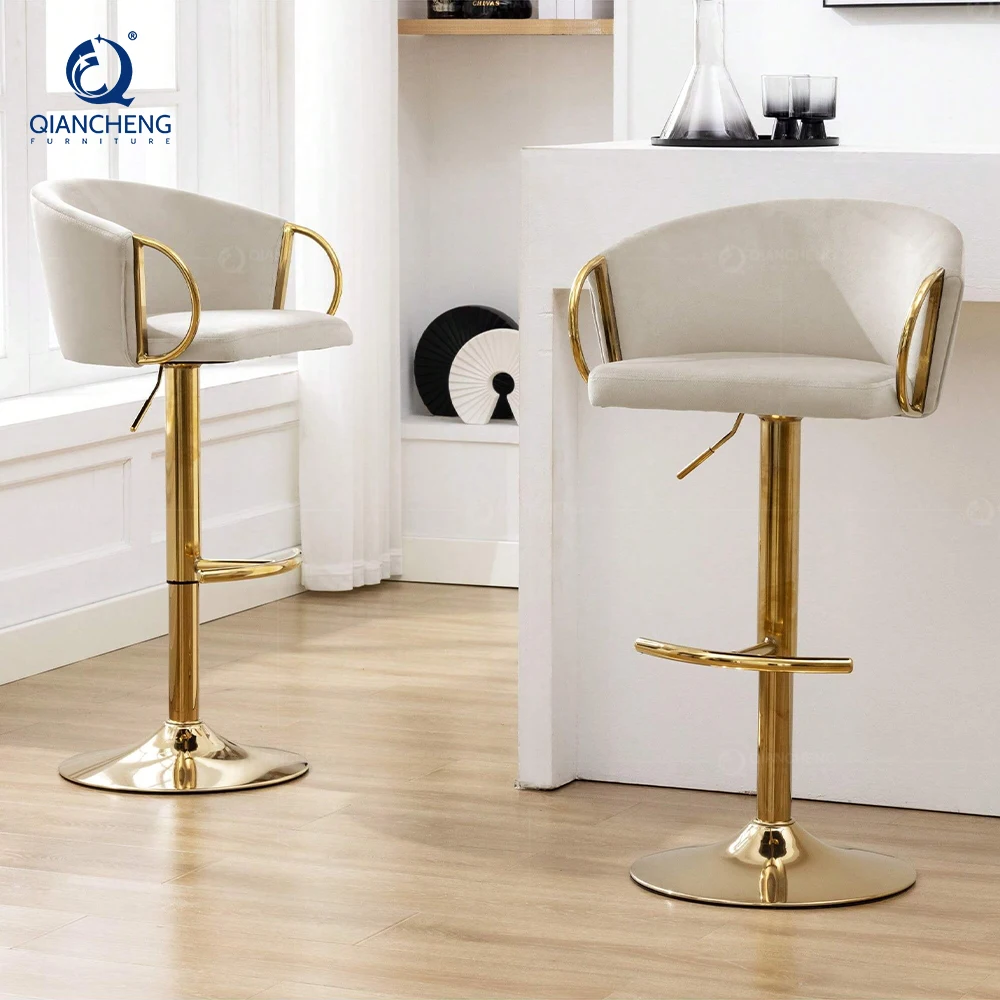 Modern Luxury Gas Lift Bar Chair with Swivel Adjustable Height Stool High Counter Backrest Home Cafe Hotel other bar furniture