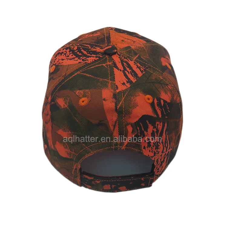 Custom Led  orange camo hunting cap 3d embroidery real tree orange camo hats fashion camouflage fishing hat