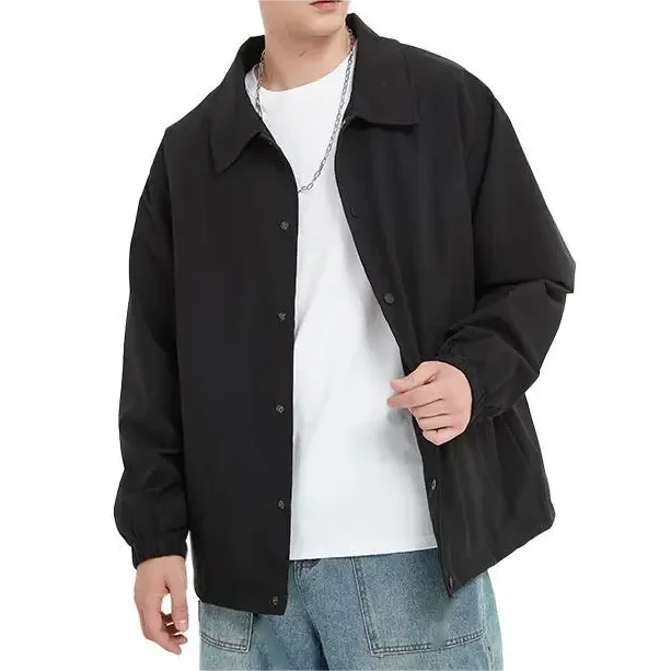 High Quality Coach Jacket for Men with Custom Logo Polyester Spring Windbreaker Softshell Lapel Collar Jackets