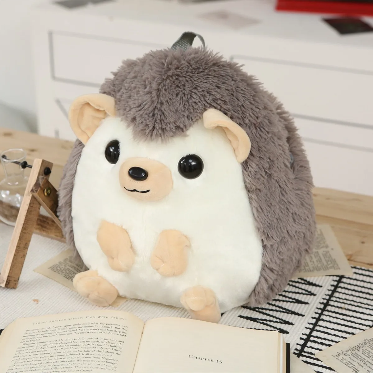 Factory Supply Boutique Custom Made Plush schoolbag Creative Small Hedgehog Stuffed Plush Animals schoolbag For Kids