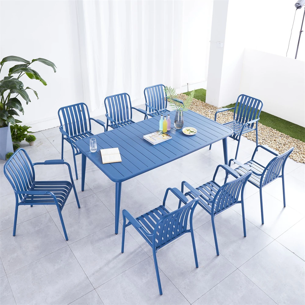 Out Door Furniture Outdoor Patio Set Terraza Metal Dining Table Garden Sets Aluminum Long Garden Table