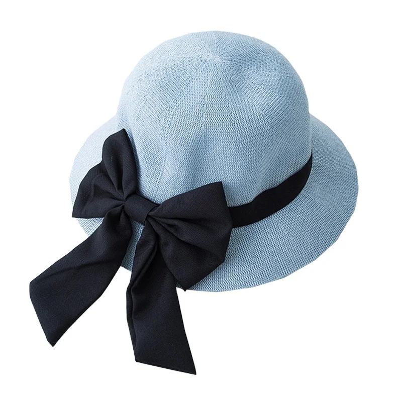 Шляпа женская Соломенная складная, простая летняя Панама от солнца с бантом, с большим ободком, дышащая, для путешествий
