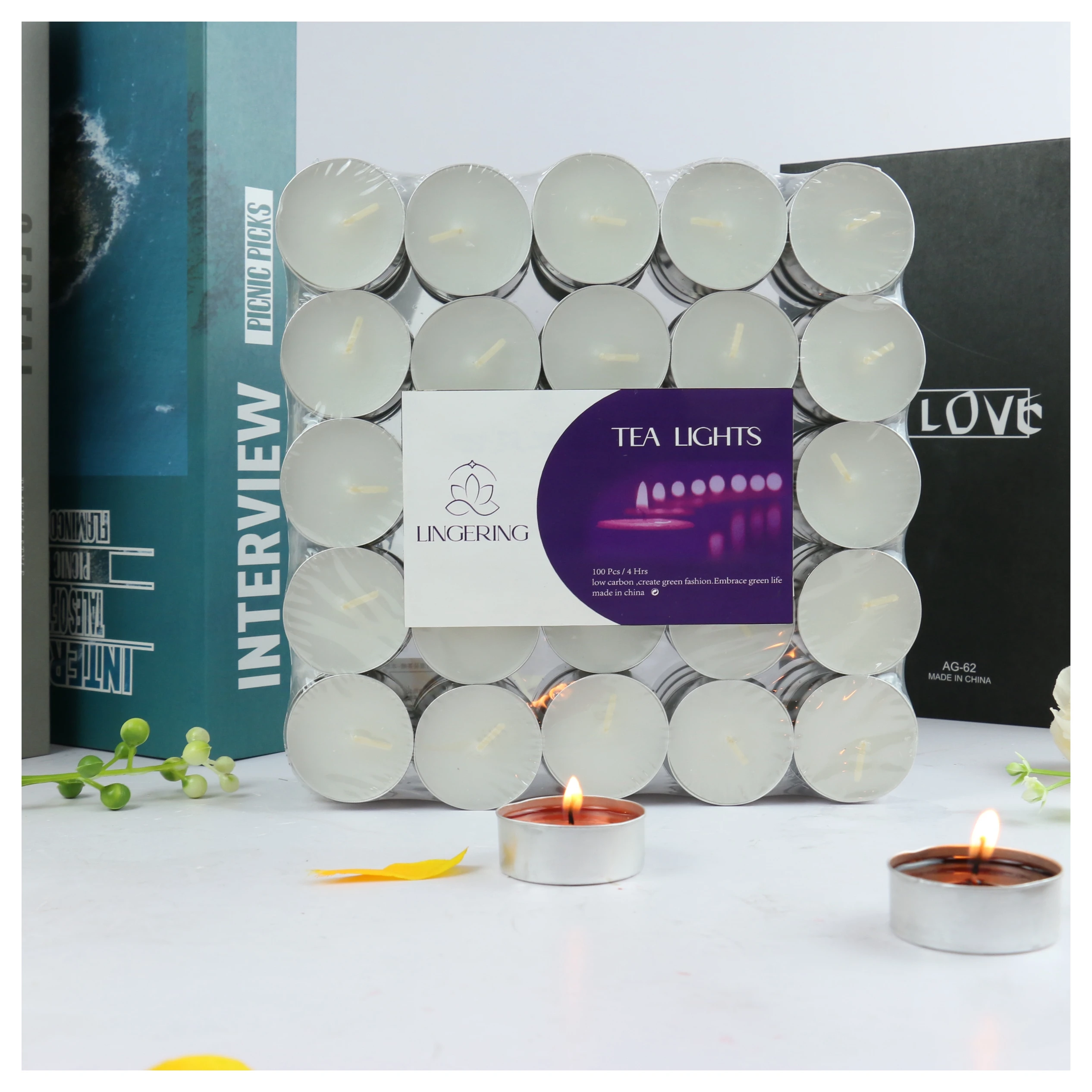 50pcs purchase products wholesale white odorless tea light 4 hours tea light candle