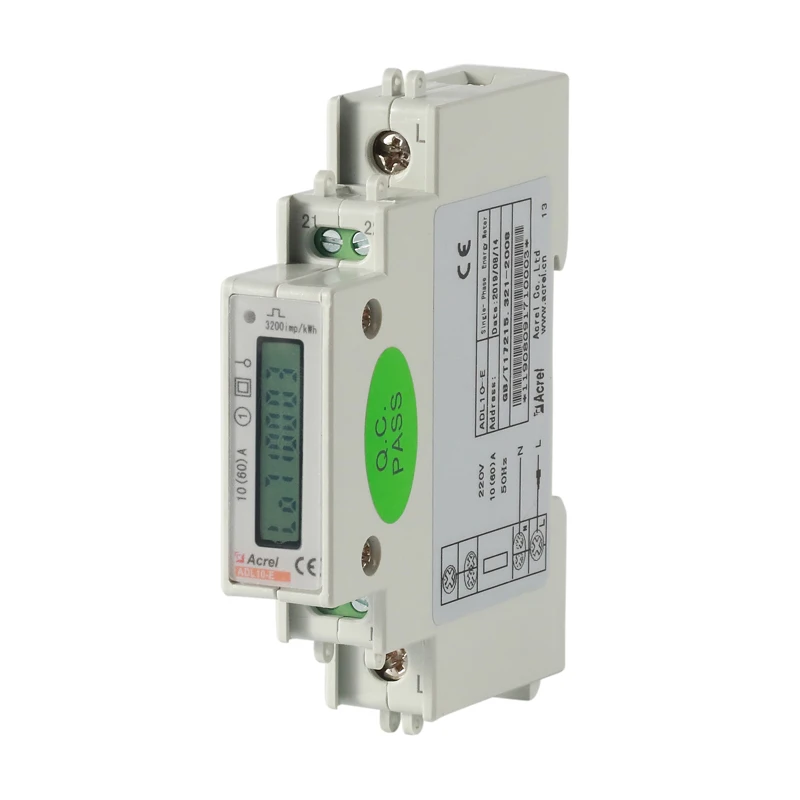 ADL10-E 35mm DIN Rail 1 phase 2 wire multifunction energy electricity meter monitor CE Certificates LCD