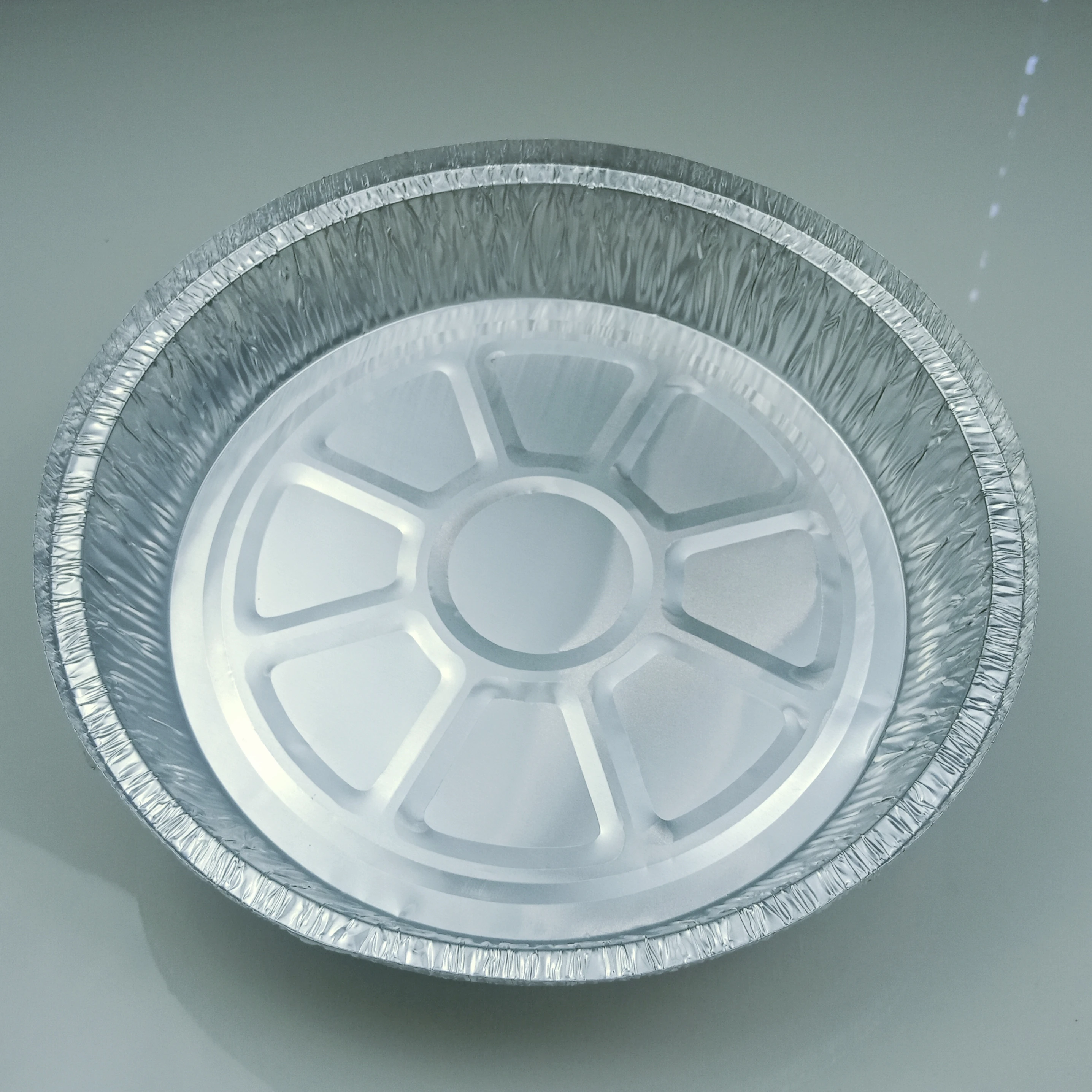 Круглая форма 215*43 мм 8 inched microwavable ресторанное использование одноразовая алюминиевая фольга контейнер для еды используется пластиковая крышка