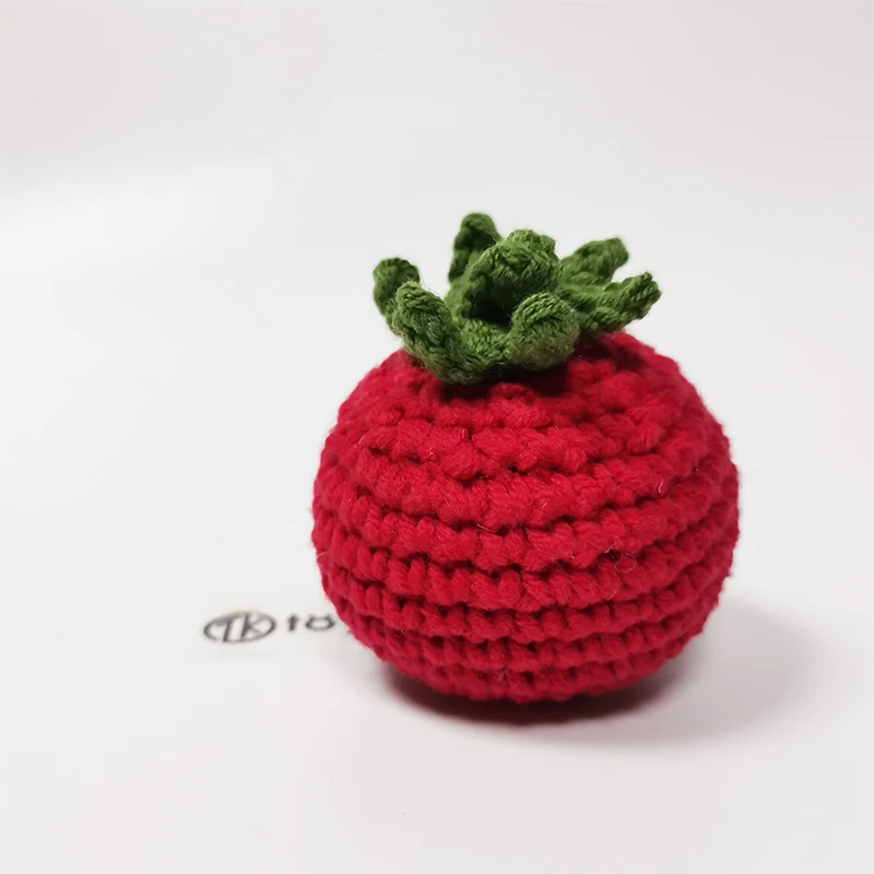 ToysKing 100% handmade Cotton Yarn Crochet Vegetables Baby Toys Amigurumi Knitted Sensory Toy Tomato